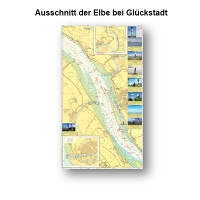 Ausschnitt der Elbe bei Glückstadt. Es werden die Leuchtfeuer erklärt.
